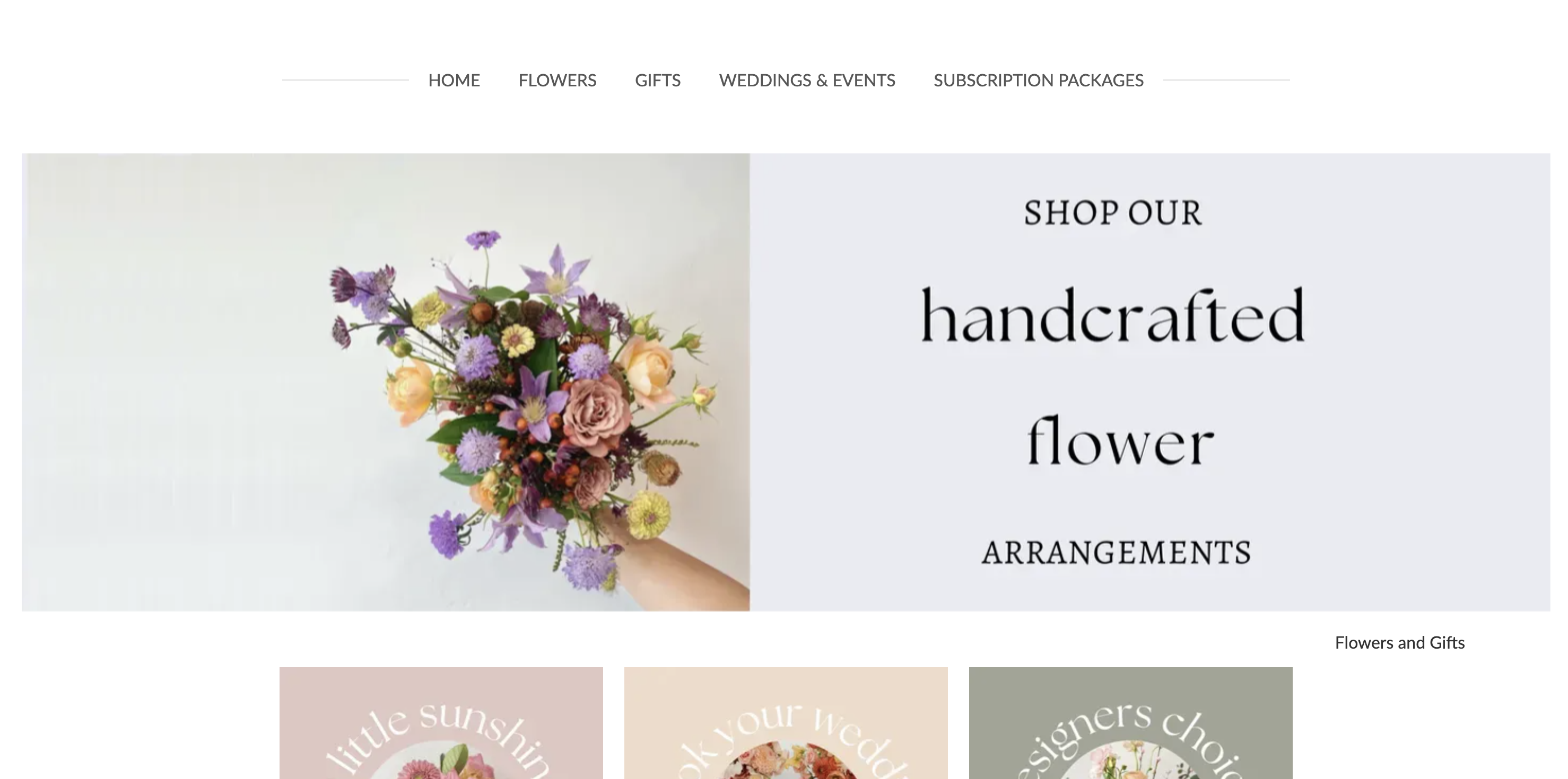 Wildflower Florist has an online store, inquiries for events, and subscription packages